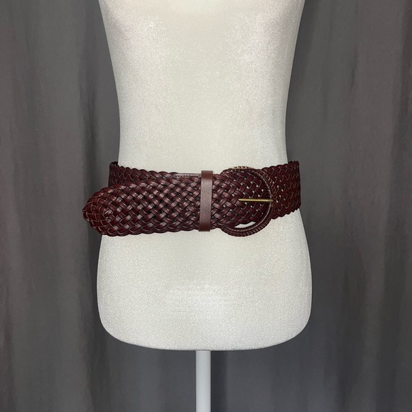 Accessories - 90s Vintage Brown Braided Leather Belt